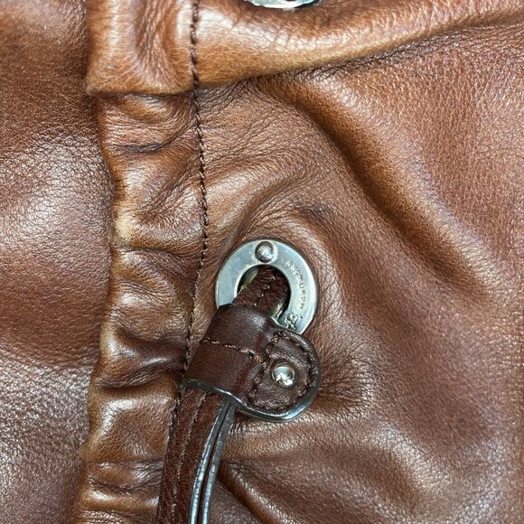 B Makowski Handbag Leather Shoulder Bag Pebbled Medium Brown Hobo Slouch Bag - Picture 3 of 6